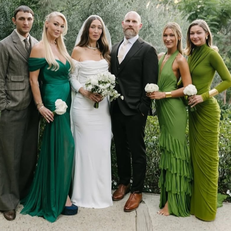 Gigi and Bella Hadid’s olive green bridesmaids dresses were beyond dreamy. And they’re more affordable than you think. 
